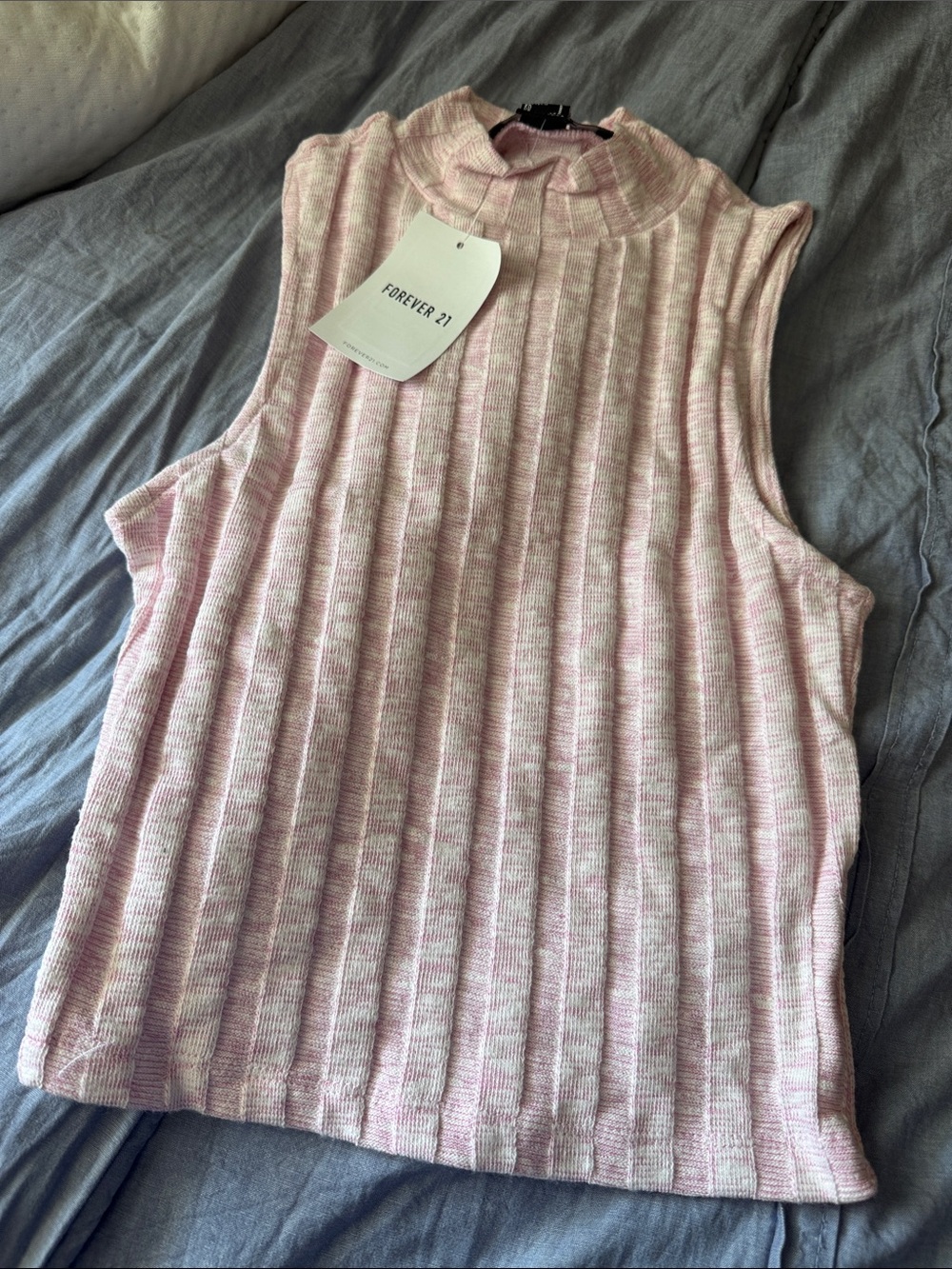 Forever 21 Light Pink Ribbed Mock Neck Tank